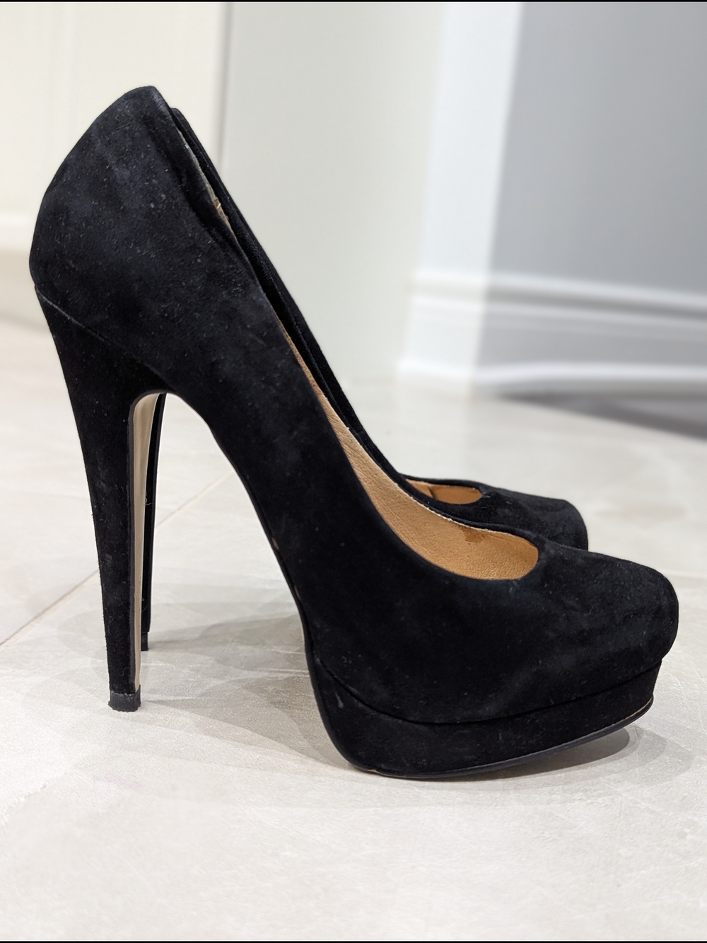 Aldo Black Suede Platform Stiletto Pumps